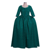 18th Century Inspired - Marie Antoinette Style Green Brocade Dress by Halloweez - Halloweez